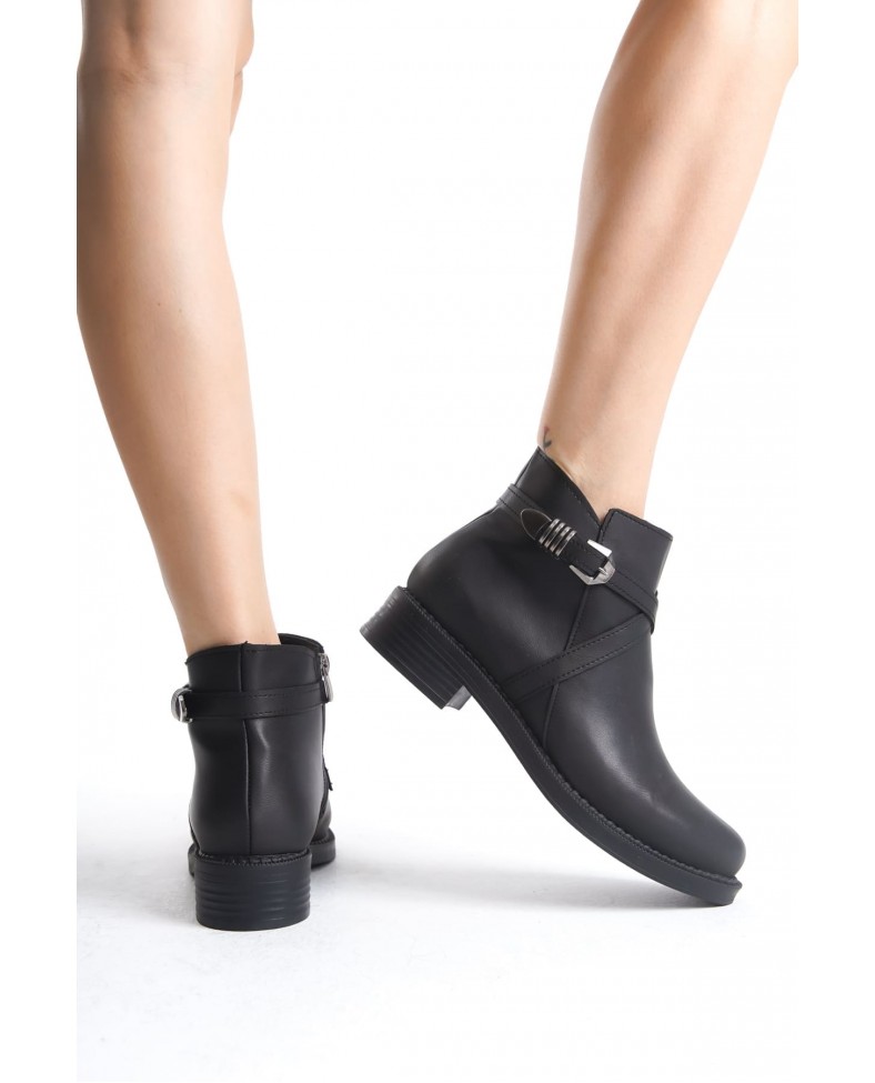 ALMILA Fermuarlı Lastikli Ortopedik Taban Topuklu Kadın Bot CST - Siyah Somersan Giyim | Kadın, Erkek ve Çocuk Moda