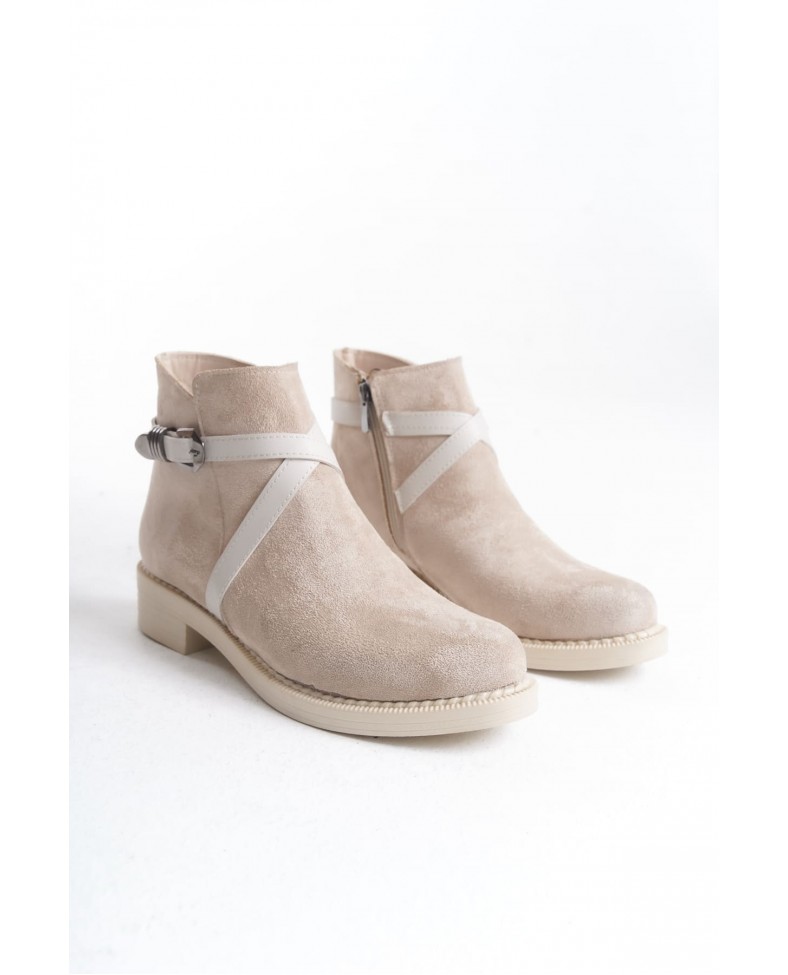 ALMILA Fermuarlı Lastikli Ortopedik Taban Topuklu Süet Kadın Bot  STT - Ten Somersan Giyim | Kadın, Erkek ve Çocuk Moda