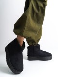 AMELIA Bağcıksız Düz ve Kalın Taban İçi Kürklü Kısa Süet Kadın Bot  SST - Siyah Somersan Giyim | Kadın, Erkek ve Çocuk Moda