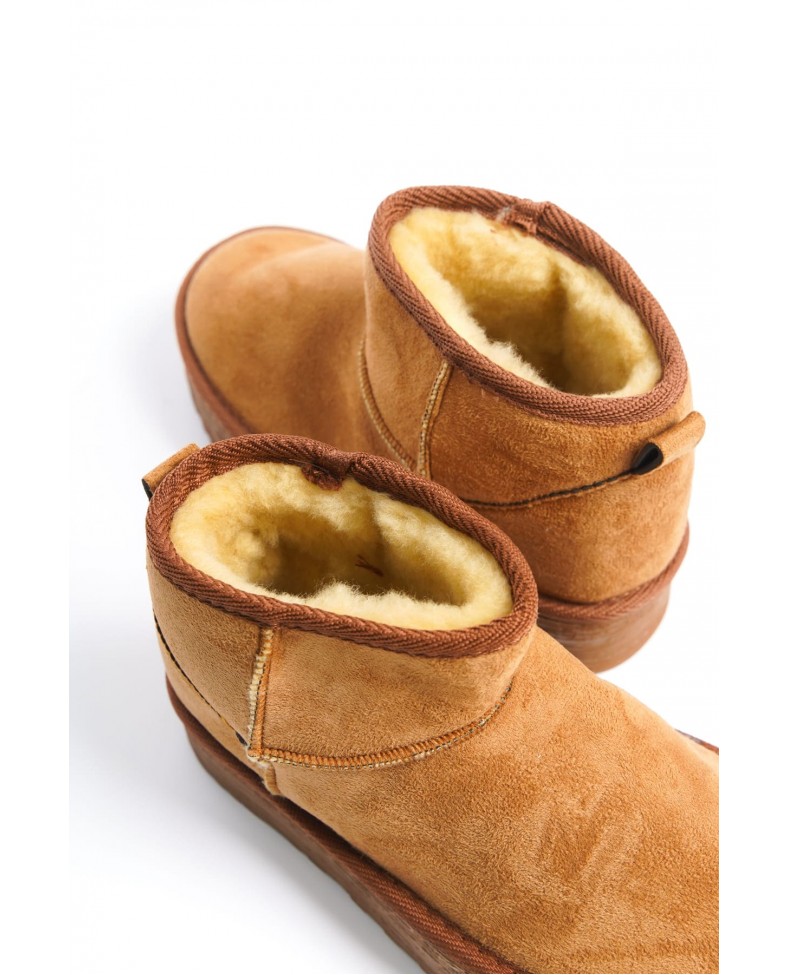 AMELIA Bağcıksız Düz ve Kalın Taban İçi Kürklü Kısa Süet Kadın Bot  STT - Taba Somersan Giyim | Kadın, Erkek ve Çocuk Moda