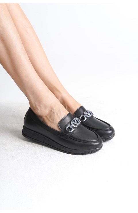 ANNA Ortopedik Rahat Taban Toka Detaylı Klasik Kadın Babet Anne Ayakkabısı  CST - Siyah