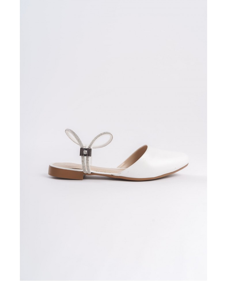 ARIANA Lastikli Ortopedik Rahat Taban Bilekten Taş Detaylı Kadın Babet Ayakkabı  CKT - Beyaz Somersan Giyim | Kadın, Erkek ve Çocuk Moda