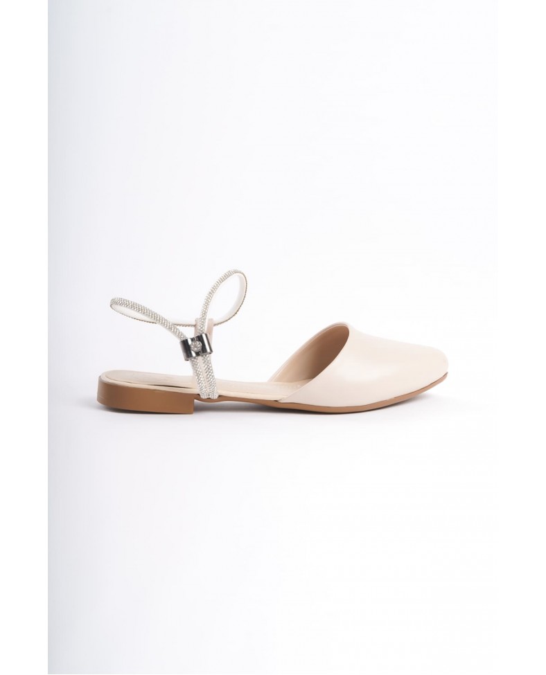 ARIANA Lastikli Ortopedik Rahat Taban Bilekten Taş Detaylı Kadın Babet Ayakkabı  CKT - Krem Somersan Giyim | Kadın, Erkek ve Çocuk Moda