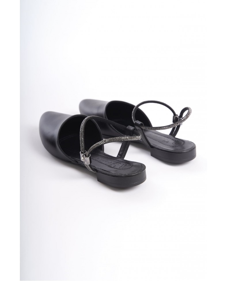 ARIANA Lastikli Ortopedik Rahat Taban Bilekten Taş Detaylı Kadın Babet Ayakkabı  CST - Siyah Somersan Giyim | Kadın, Erkek ve Çocuk Moda