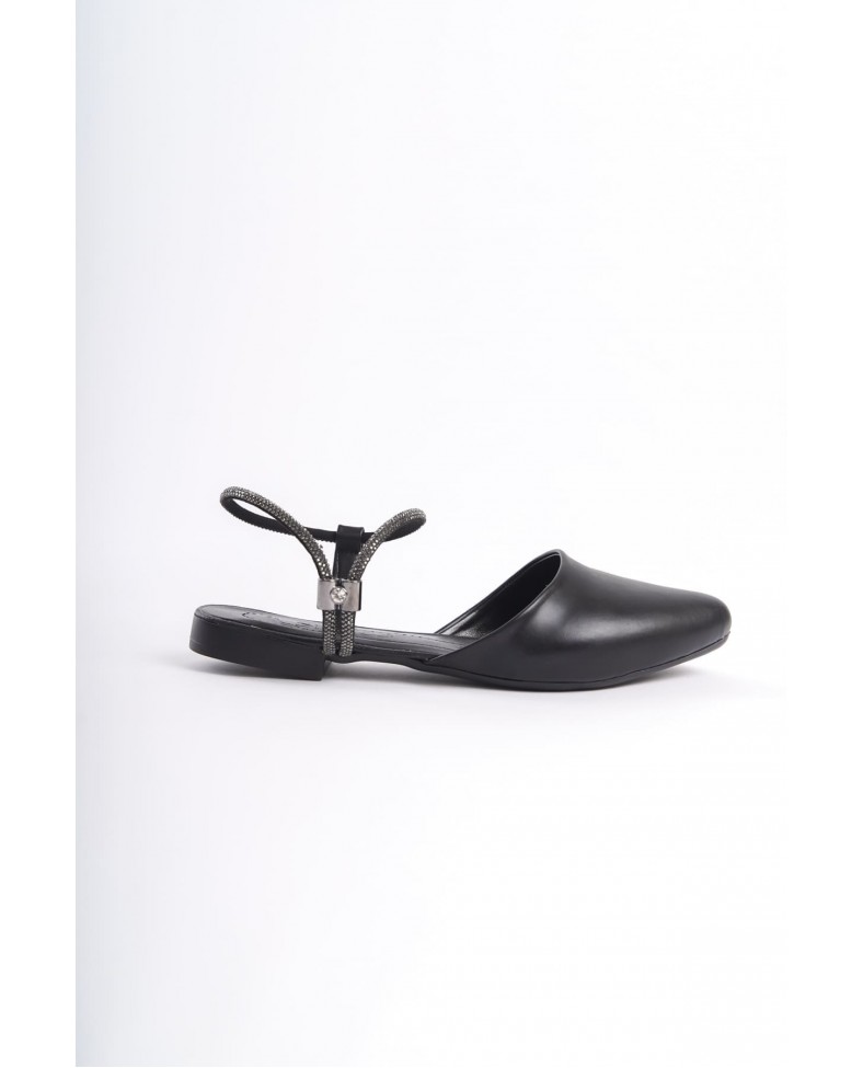 ARIANA Lastikli Ortopedik Rahat Taban Bilekten Taş Detaylı Kadın Babet Ayakkabı  CST - Siyah Somersan Giyim | Kadın, Erkek ve Çocuk Moda