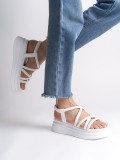 BELLA Lastikli Şerit Detaylı Ortopedik Taban Kadın Sandalet CBT - Beyaz Somersan Giyim | Kadın, Erkek ve Çocuk Moda