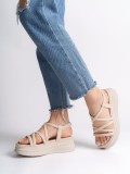 BELLA Lastikli Şerit Detaylı Ortopedik Taban Kadın Sandalet CKT - Krem Somersan Giyim | Kadın, Erkek ve Çocuk Moda