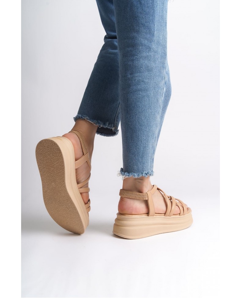 BELLA Lastikli Şerit Detaylı Ortopedik Taban Kadın Sandalet  CTT - Ten Somersan Giyim | Kadın, Erkek ve Çocuk Moda