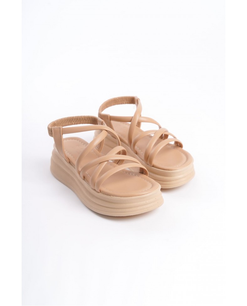 BELLA Lastikli Şerit Detaylı Ortopedik Taban Kadın Sandalet  CTT - Ten Somersan Giyim | Kadın, Erkek ve Çocuk Moda