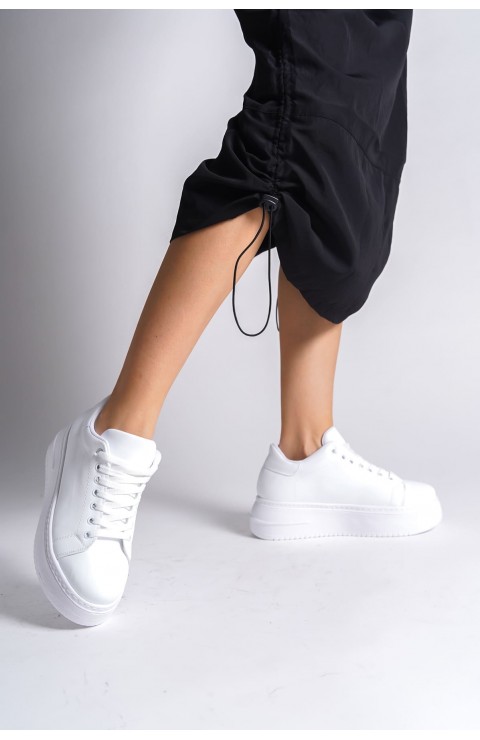 BIANA Bağcıklı Ortopedik Taban Kadın Sneaker Spor Ayakkabı  CBT - Beyaz