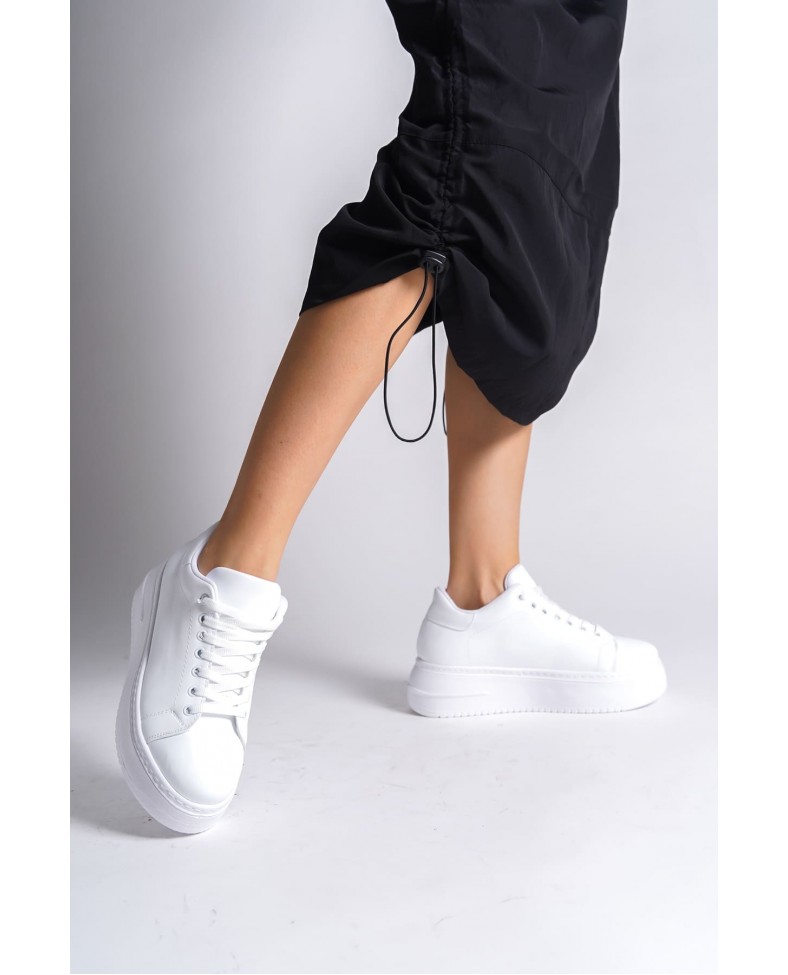BIANA Bağcıklı Ortopedik Taban Kadın Sneaker Spor Ayakkabı  CBT - Beyaz