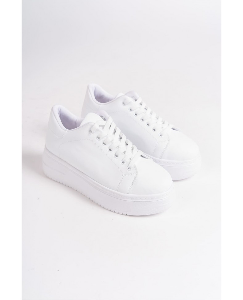 BIANA Bağcıklı Ortopedik Taban Kadın Sneaker Spor Ayakkabı  CBT - Beyaz