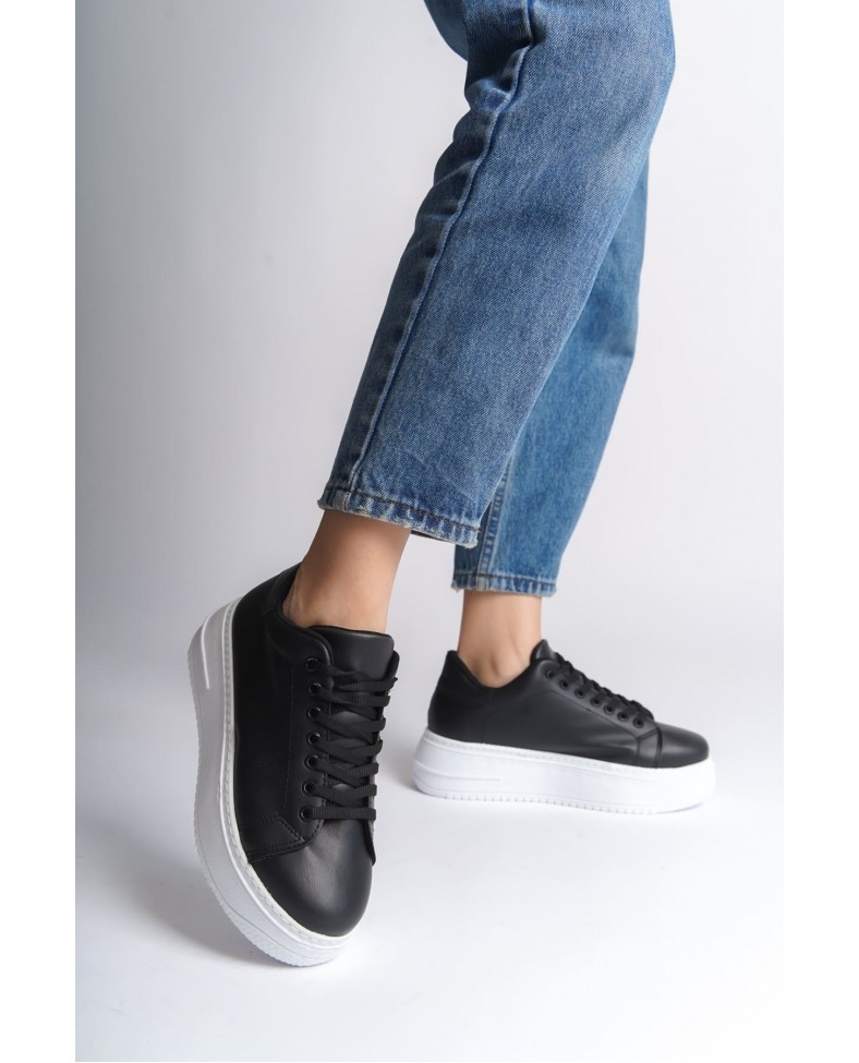 BIANA Bağcıklı Ortopedik Taban Kadın Sneaker Spor Ayakkabı  CBT - Siyah Somersan Giyim | Kadın, Erkek ve Çocuk Moda