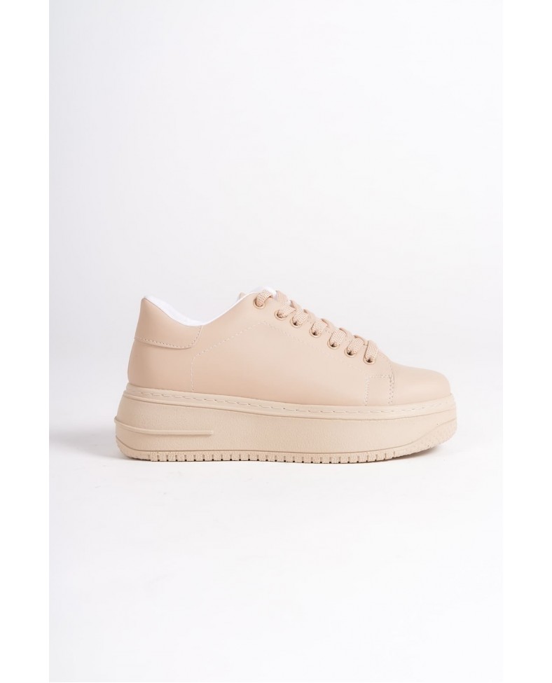 BIANA Bağcıklı Ortopedik Taban Kadın Sneaker Spor Ayakkabı CTT - Ten