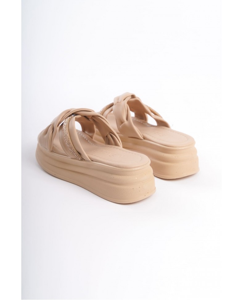 CLARA Düz Topuklu Kurdele Desenli Taşlı Kalın ve Ortopedik Taban Kadın Terlik  CTT - Ten Somersan Giyim | Kadın, Erkek ve Çocuk Moda