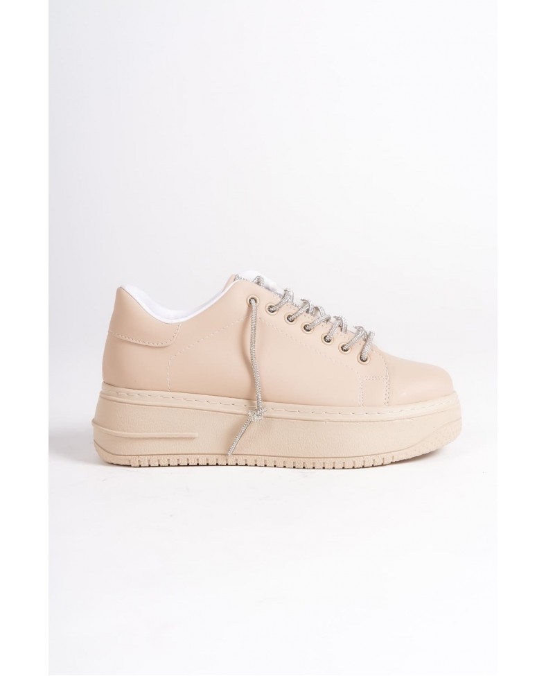 DELLA Bağcıklı Ortopedik Taban Taşlı Kadın Sneaker Spor Ayakkabı CTT - Ten Somersan Giyim | Kadın, Erkek ve Çocuk Moda