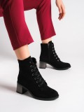 DIANA Bağcıklı Fermuarlı Ortopedik Taban Topuklu Süet Kadın Bot  SST - Siyah Somersan Giyim | Kadın, Erkek ve Çocuk Moda