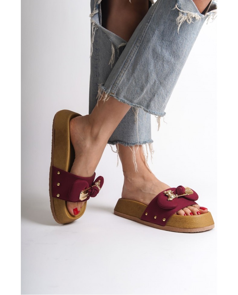 DILA Kalın ve Ortopedik Taban Ayıcıklı Saten Kadın Terlik  SKT - Bordo Somersan Giyim | Kadın, Erkek ve Çocuk Moda