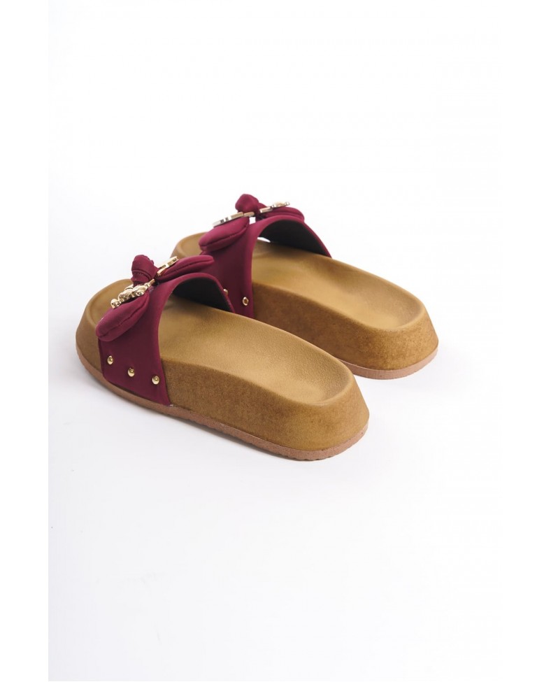 DILA Kalın ve Ortopedik Taban Ayıcıklı Saten Kadın Terlik  SKT - Bordo Somersan Giyim | Kadın, Erkek ve Çocuk Moda