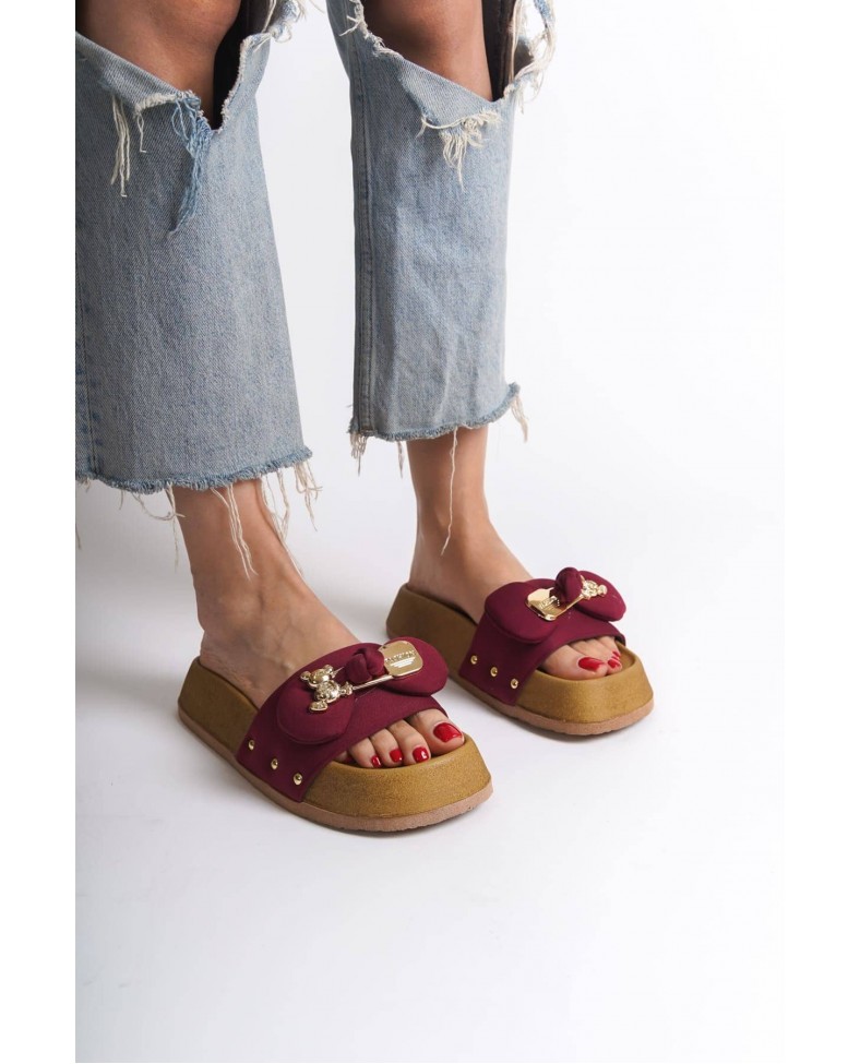 DILA Kalın ve Ortopedik Taban Ayıcıklı Saten Kadın Terlik  SKT - Bordo Somersan Giyim | Kadın, Erkek ve Çocuk Moda