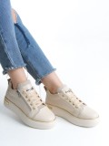 DINA Bağcıklı Fermuarlı Ortopedik Taban Kadın Sneaker Spor Ayakkabı  CKT - Krem/Altın Somersan Giyim | Kadın, Erkek ve Çocuk Moda