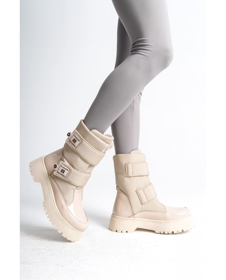 ELISA Cırt Cırtlı  Paraşüt Kumaş Rugan Kadın Bot RKT - Krem Somersan Giyim | Kadın, Erkek ve Çocuk Moda