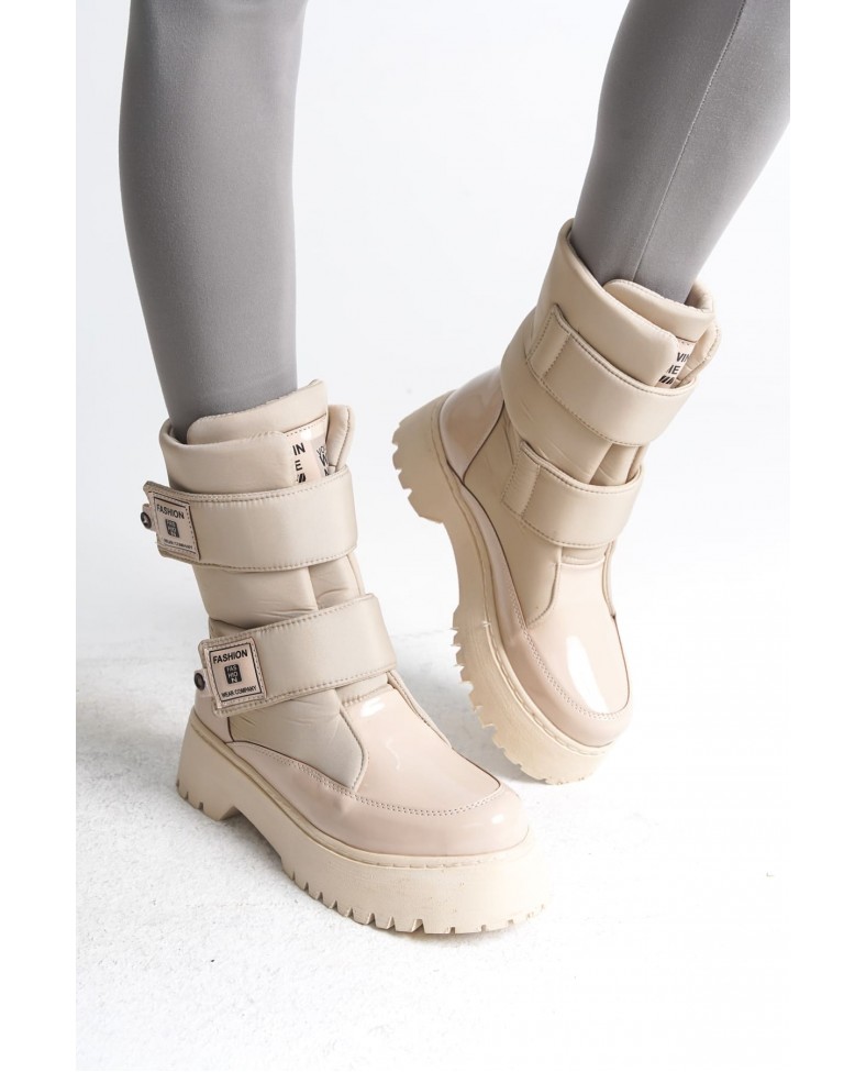 ELISA Cırt Cırtlı  Paraşüt Kumaş Rugan Kadın Bot RKT - Krem Somersan Giyim | Kadın, Erkek ve Çocuk Moda