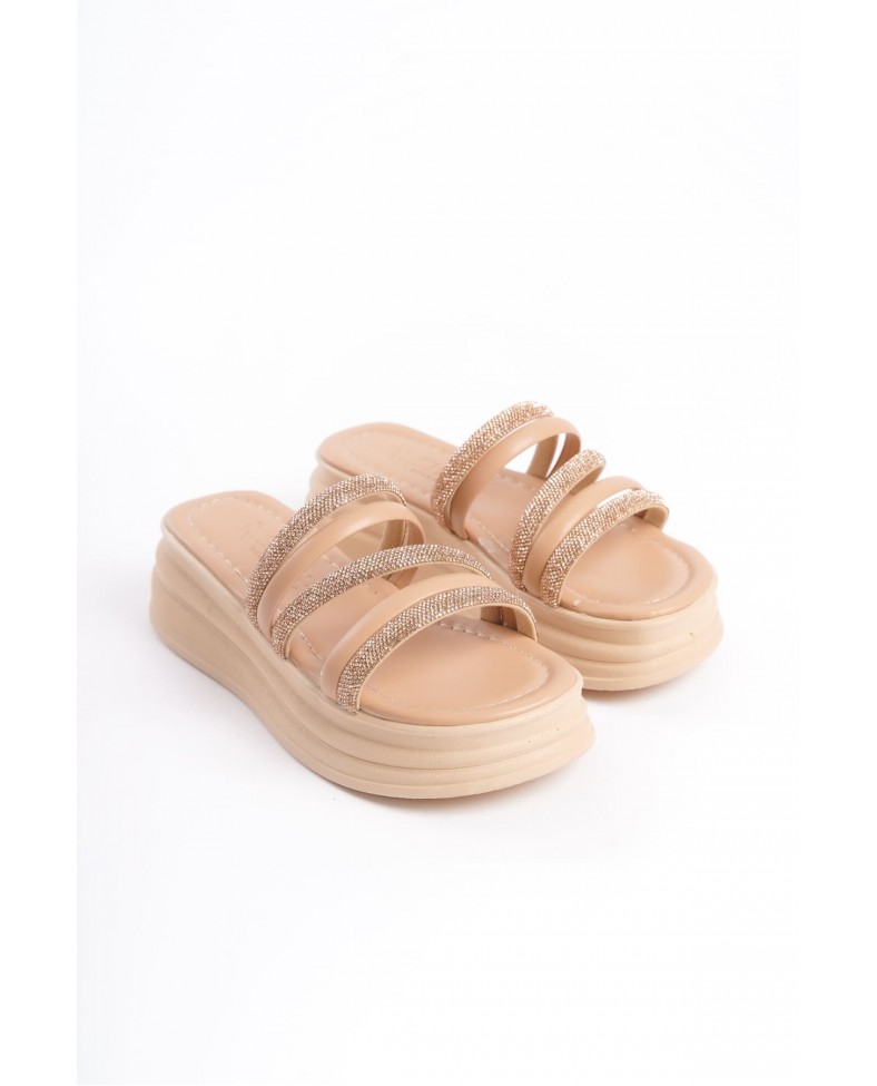 ELISE Düz Topuklu Şeritli Taşlı Kalın ve Ortopedik Taban Kadın Terlik  CTT - Ten Somersan Giyim | Kadın, Erkek ve Çocuk Moda