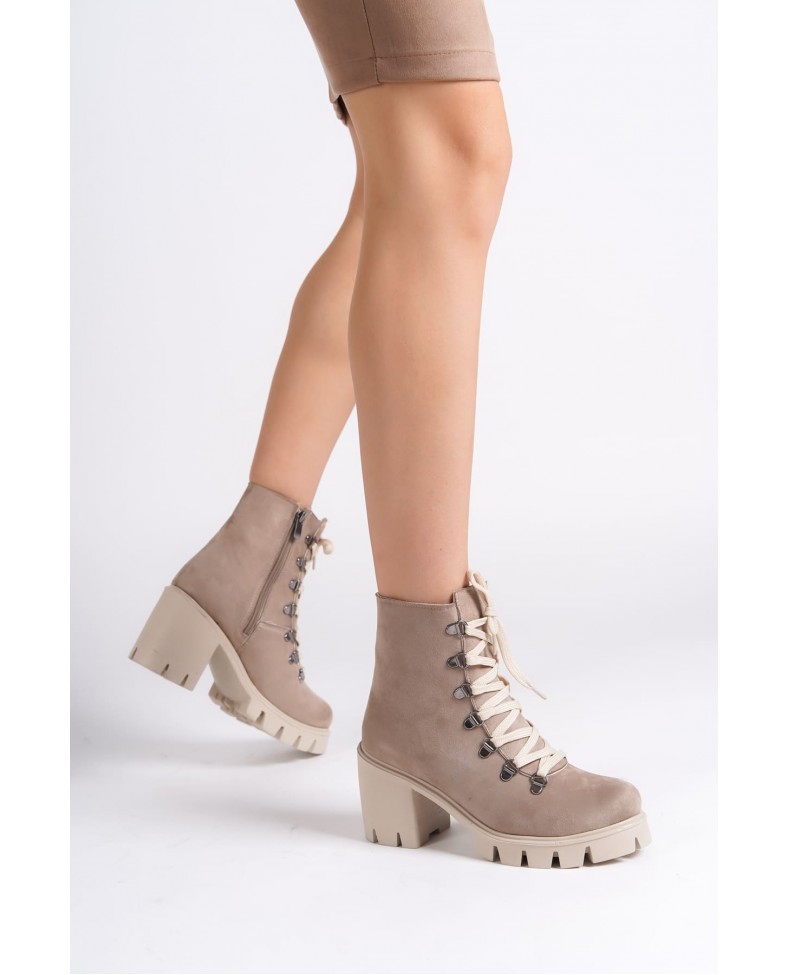 EMMA Bağcıklı Fermuarlı Ortopedik Taban Topuklu Süet Kadın Bot  STT - Ten Somersan Giyim | Kadın, Erkek ve Çocuk Moda