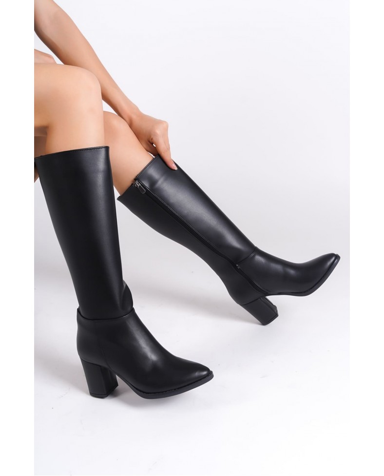 FIORELLA Bağcıksız Fermuarlı Ortopedik Taban Kadın Çizme CST - Siyah Somersan Giyim | Kadın, Erkek ve Çocuk Moda