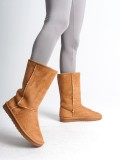 FREYA Bağcıksız Düz Taban İçi Kürklü Süet Kadın Bot  STT - Taba Somersan Giyim | Kadın, Erkek ve Çocuk Moda