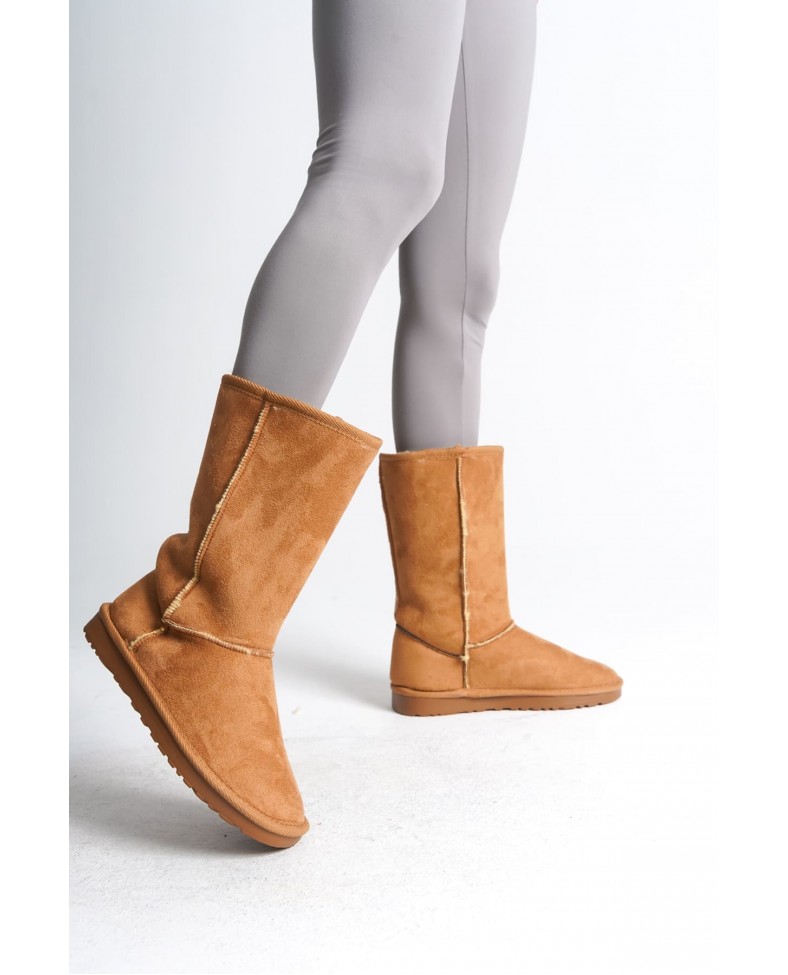 FREYA Bağcıksız Düz Taban İçi Kürklü Süet Kadın Bot  STT - Taba Somersan Giyim | Kadın, Erkek ve Çocuk Moda