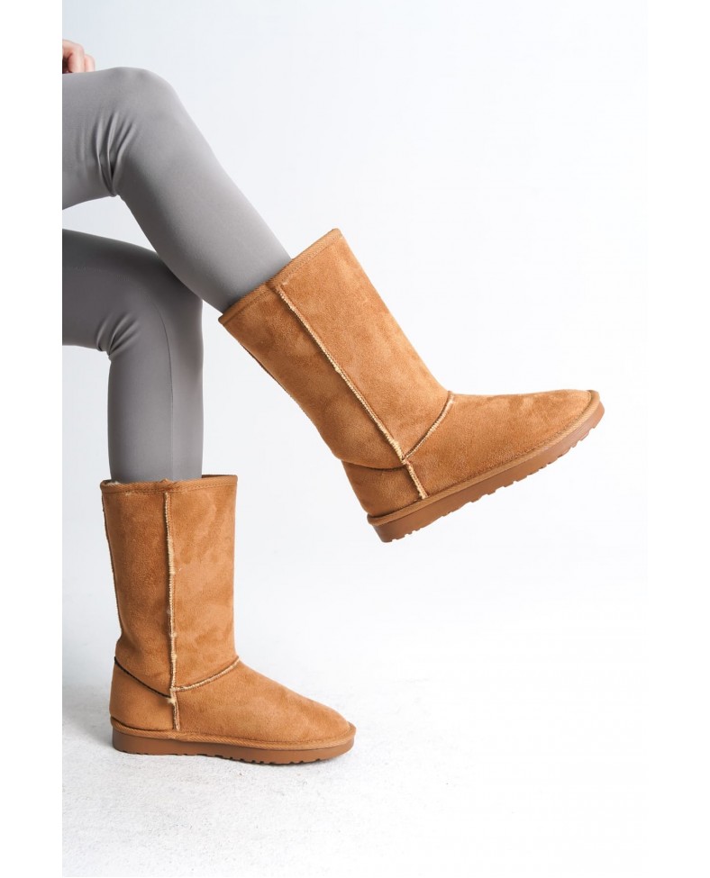 FREYA Bağcıksız Düz Taban İçi Kürklü Süet Kadın Bot  STT - Taba Somersan Giyim | Kadın, Erkek ve Çocuk Moda
