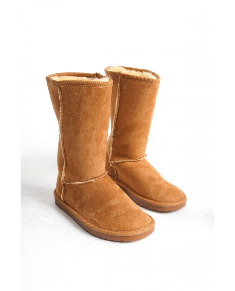 FREYA Bağcıksız Düz Taban İçi Kürklü Süet Kadın Bot  STT - Taba Somersan Giyim | Kadın, Erkek ve Çocuk Moda