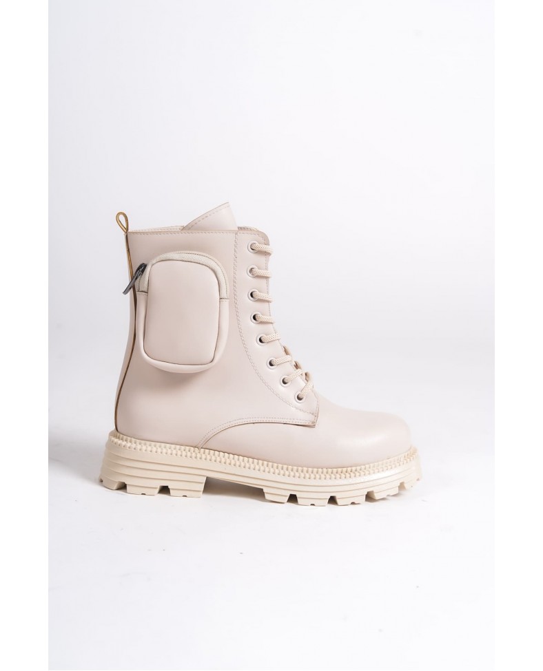 GINA Bağcıklı Fermuarlı Ortopedik Taban Çantalı Kadın Bot  CKT - Krem Somersan Giyim | Kadın, Erkek ve Çocuk Moda