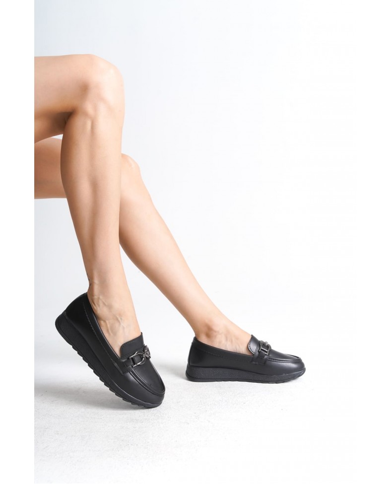 GISELLE Ortopedik Rahat Taban Toka Detaylı Klasik Kadın Babet Anne Ayakkabısı  CST - Siyah Somersan Giyim | Kadın, Erkek ve Çocuk Moda