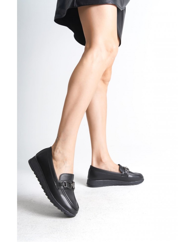 GISELLE Ortopedik Rahat Taban Toka Detaylı Klasik Kadın Babet Anne Ayakkabısı  CST - Siyah Somersan Giyim | Kadın, Erkek ve Çocuk Moda