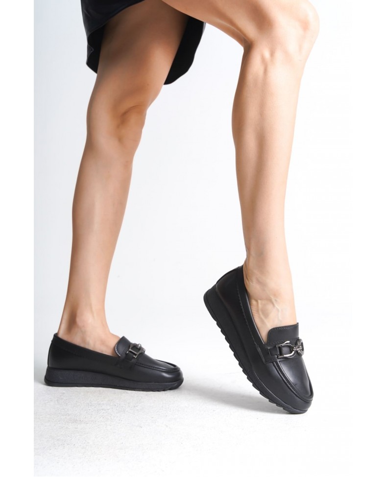 GISELLE Ortopedik Rahat Taban Toka Detaylı Klasik Kadın Babet Anne Ayakkabısı  CST - Siyah Somersan Giyim | Kadın, Erkek ve Çocuk Moda