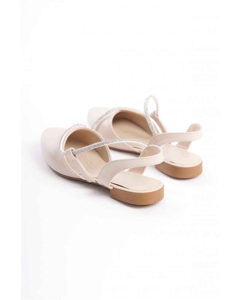 HANNAH Lastikli Ortopedik Rahat Taban Taş Detaylı Kadın Babet Ayakkabı  CKT - Krem Somersan Giyim | Kadın, Erkek ve Çocuk Moda