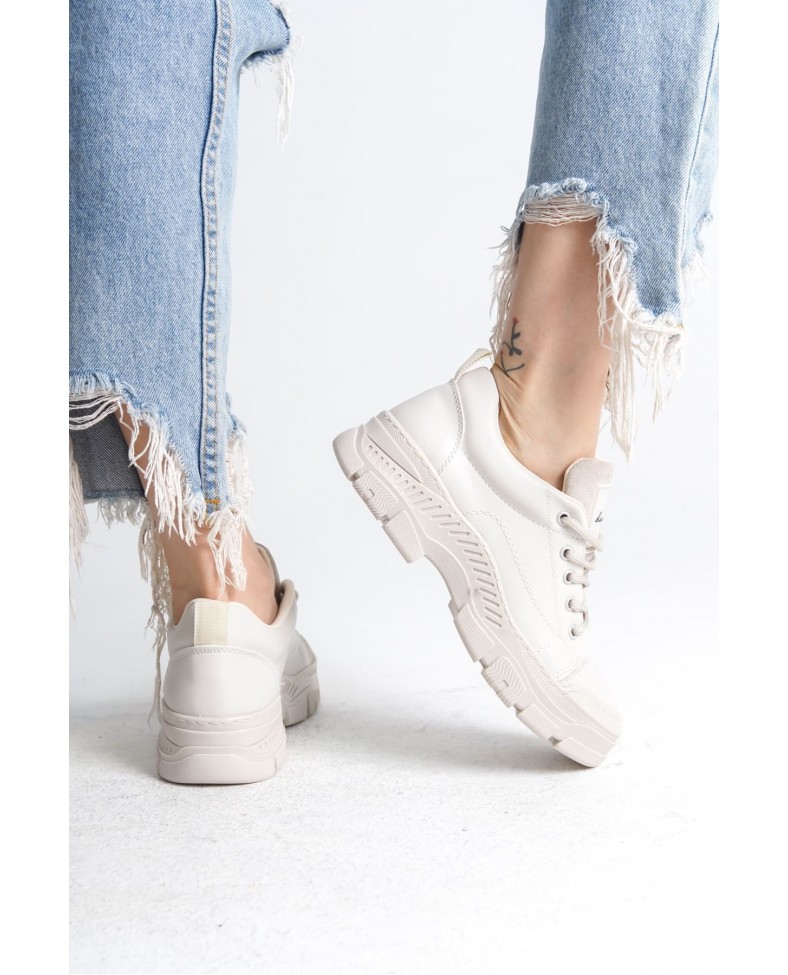 JANE Bağcıklı Ortopedik Taban Kadın Sneaker Spor Ayakkabı  CKT - Krem Somersan Giyim | Kadın, Erkek ve Çocuk Moda