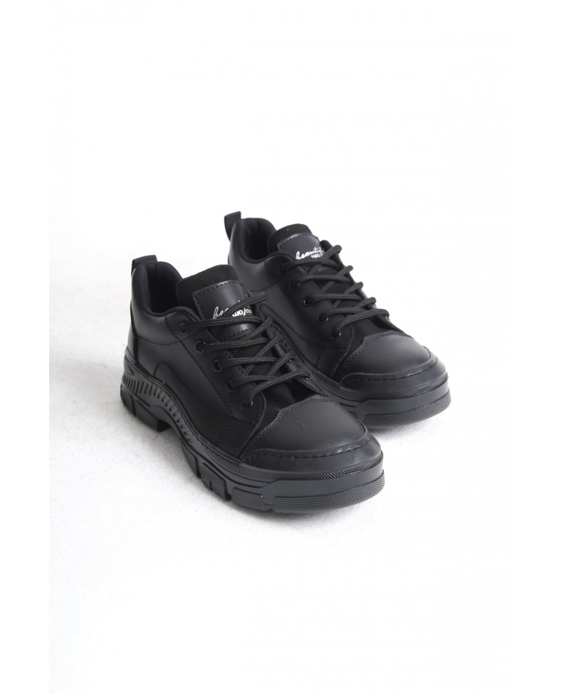 JANE Bağcıklı Ortopedik Taban Kadın Sneaker Spor Ayakkabı  CST - Siyah Somersan Giyim | Kadın, Erkek ve Çocuk Moda