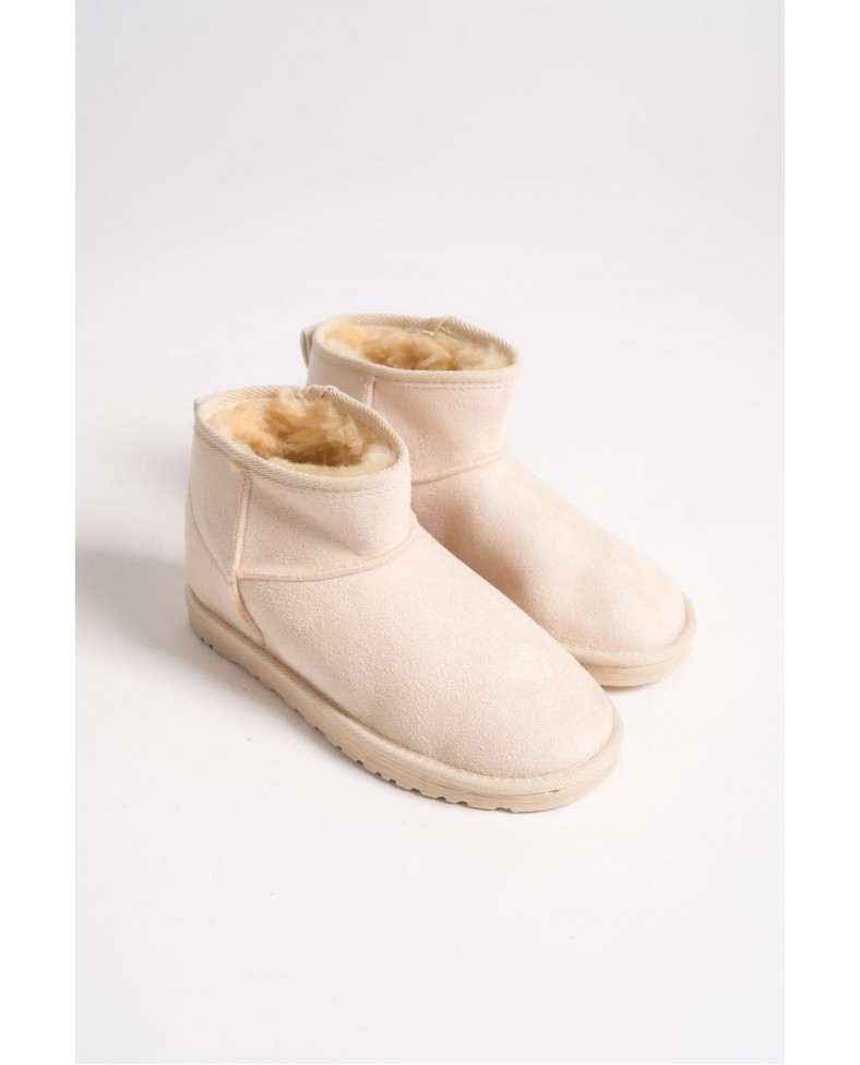 JOLIE Bağcıksız Düz Taban İçi Kürklü Kısa Süet Kadın Bot SKT - Krem Somersan Giyim | Kadın, Erkek ve Çocuk Moda