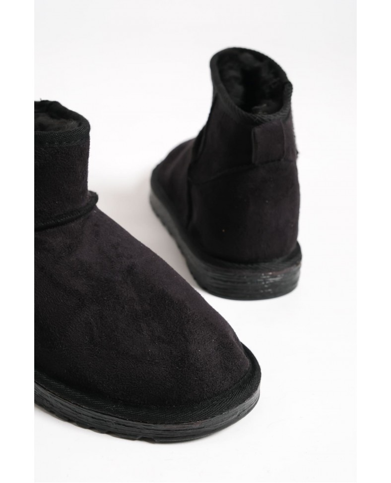 JOLIE Bağcıksız Düz Taban İçi Kürklü Kısa Süet Kadın Bot SST - Siyah Somersan Giyim | Kadın, Erkek ve Çocuk Moda