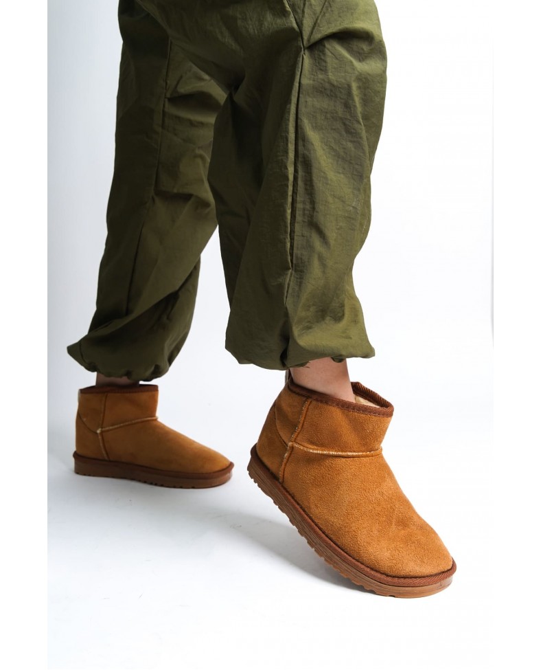 JOLIE Bağcıksız Düz Taban İçi Kürklü Kısa Süet Kadın Bot  STT - Taba Somersan Giyim | Kadın, Erkek ve Çocuk Moda