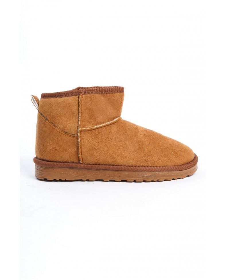 JOLIE Bağcıksız Düz Taban İçi Kürklü Kısa Süet Kadın Bot  STT - Taba Somersan Giyim | Kadın, Erkek ve Çocuk Moda