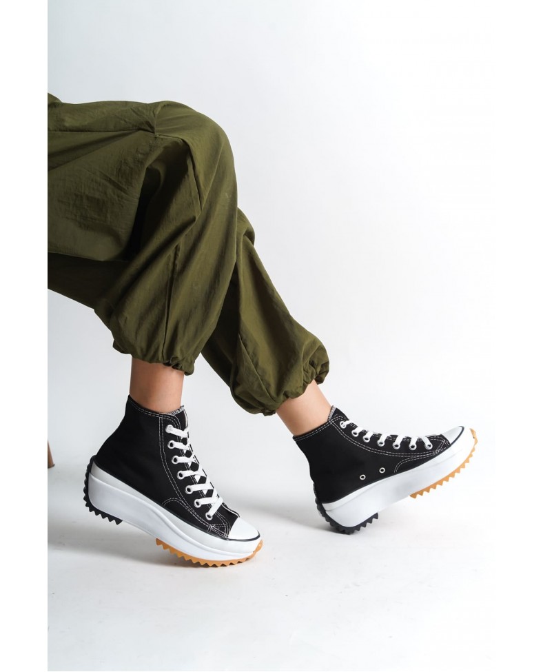 ROMA Bağcıklı Ortopedik Taban Kadın Sneaker Spor Ayakkabı  TBT - Siyah