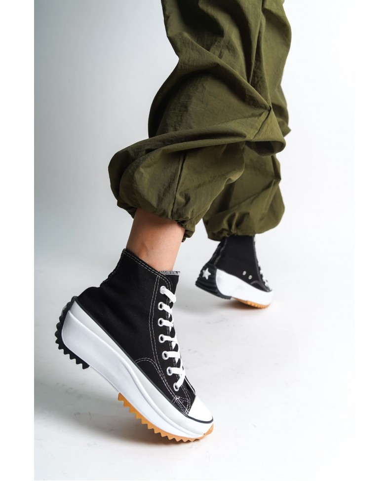 ROMA Bağcıklı Ortopedik Taban Kadın Sneaker Spor Ayakkabı  TBT - Siyah