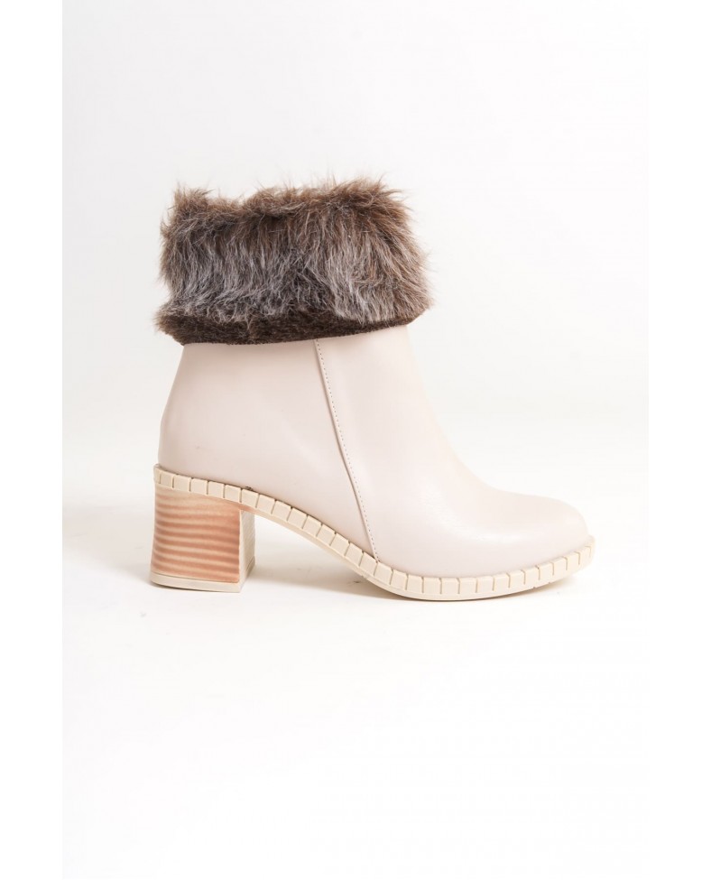 JULIA Fermuarlı Ortopedik Taban Tüylü Topuklu Kadın Bot CKT - Krem Somersan Giyim | Kadın, Erkek ve Çocuk Moda