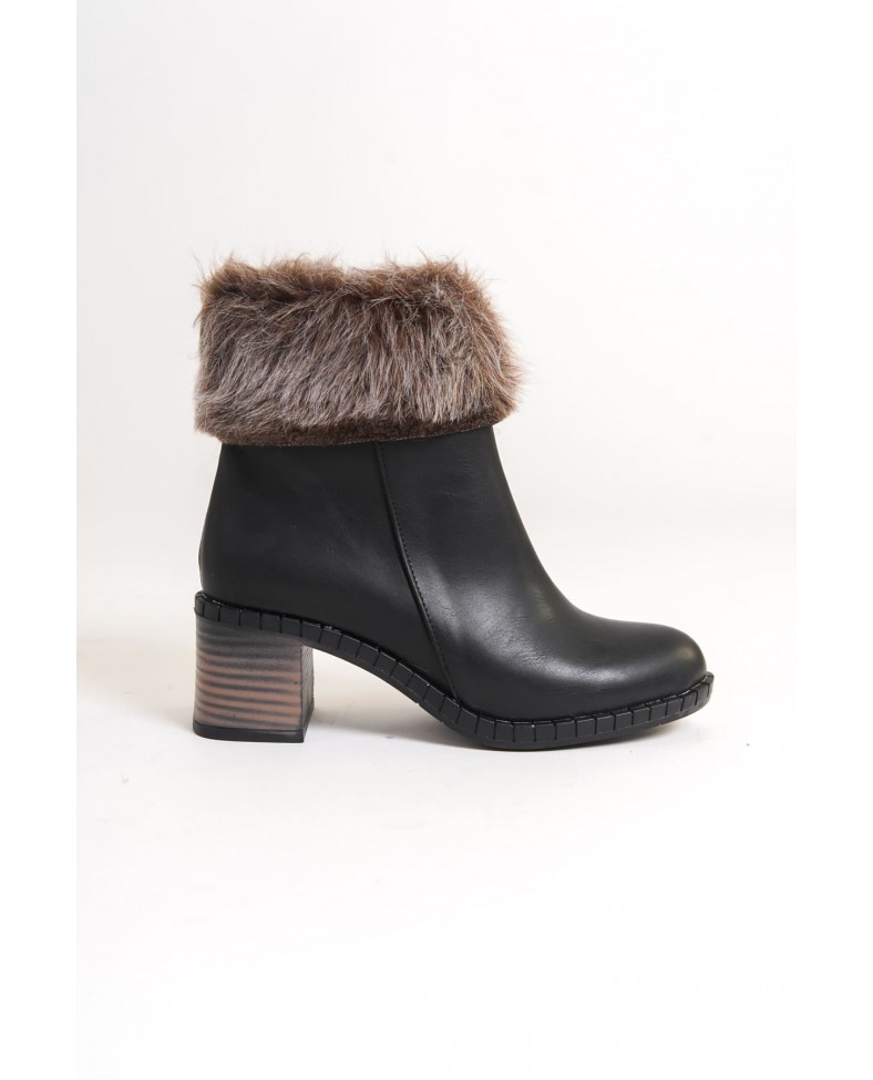 JULIA Fermuarlı Ortopedik Taban Tüylü Topuklu Kadın Bot CST - Siyah Somersan Giyim | Kadın, Erkek ve Çocuk Moda