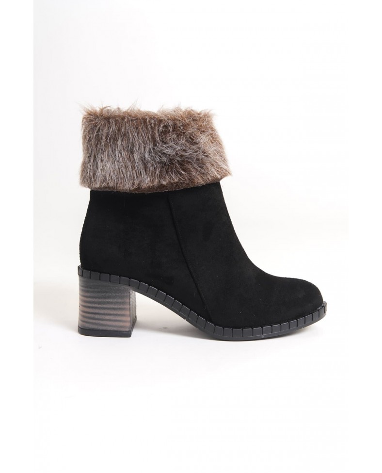 JULIA Fermuarlı Ortopedik Taban Tüylü Topuklu Süet Kadın Bot  SST - Siyah Somersan Giyim | Kadın, Erkek ve Çocuk Moda